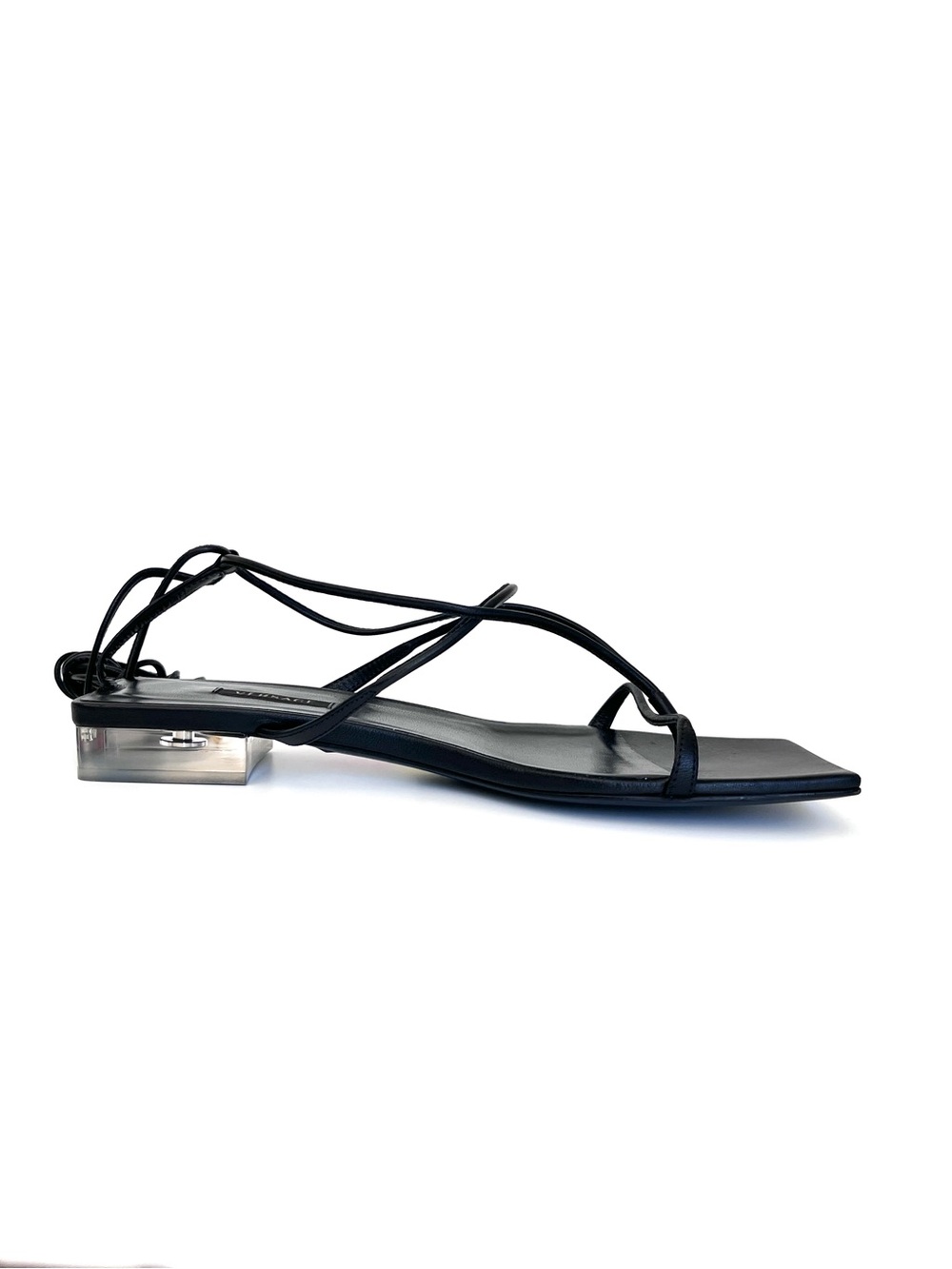Versace | Black Leather | Square | Sandals | Size 9